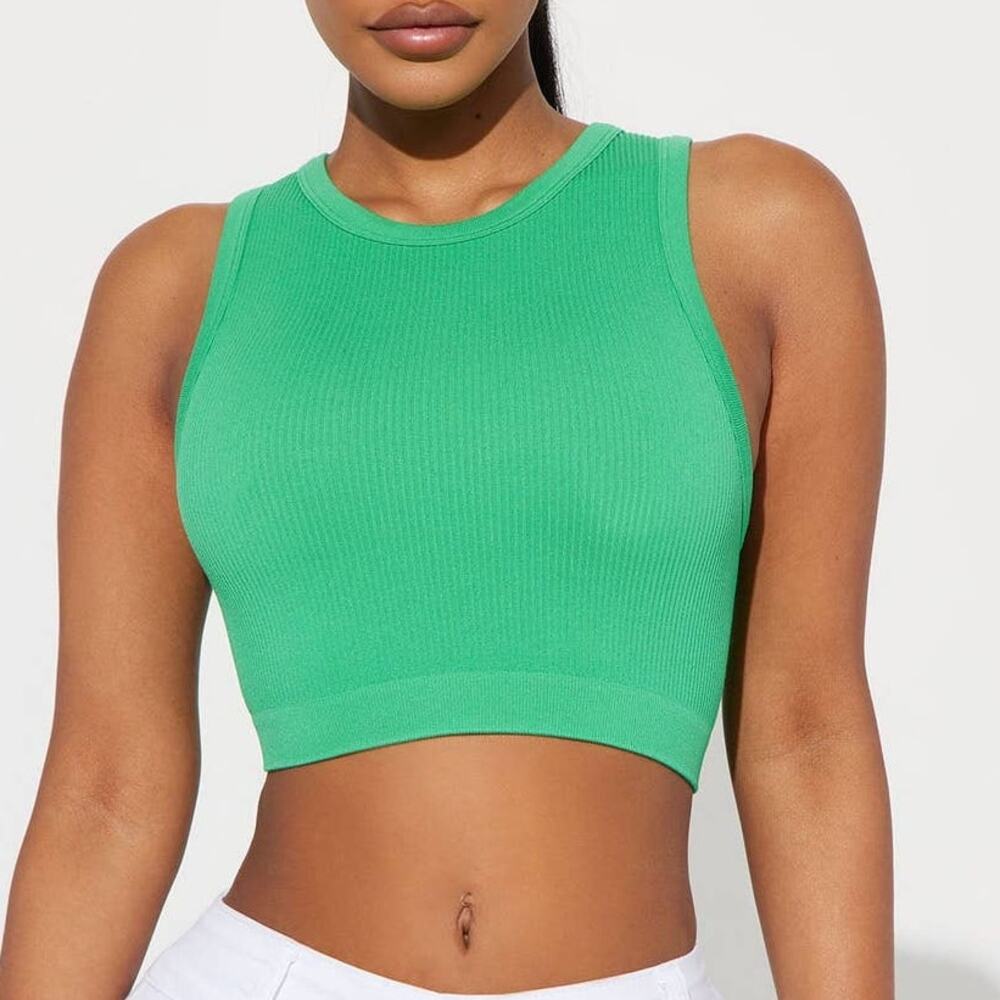 New S / M Fashion Nova Jackie Seamless Mint Green Seamless Crop Top Stretchy
